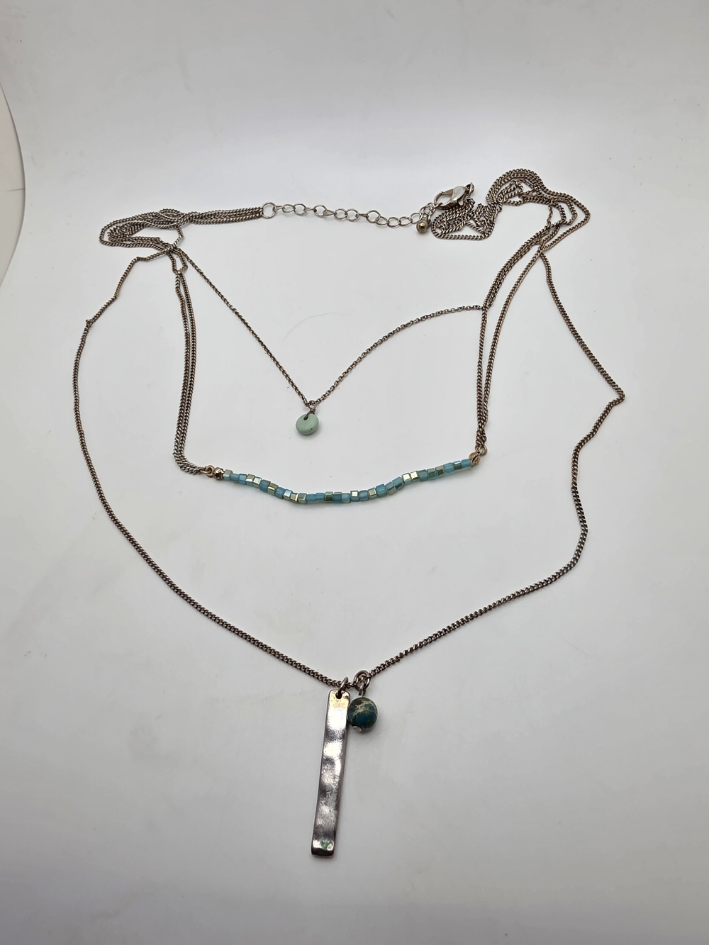 Layered Turquoise Bead & Bar Necklace - Women's Jewelry